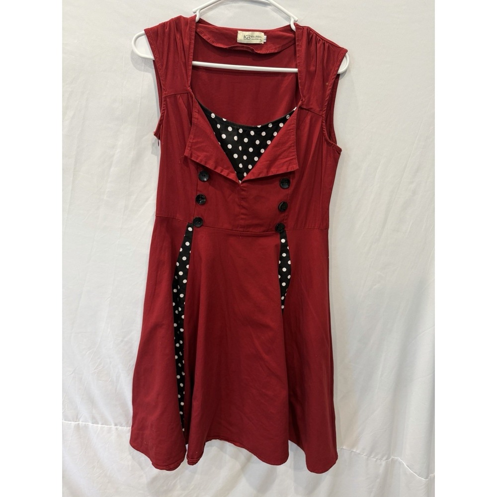 Killreal Rockabilly Dress Polka Dot Pin Up Retro Swing A-Line Mid-Century
